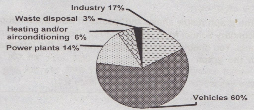 Describing the Pie Chart of The Sources of Air Pollution in A City